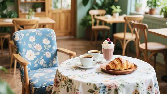 精致甜点与温馨咖啡馆场景展示