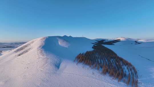 航拍内蒙古雪域雪原暮色视频素材模板下载
