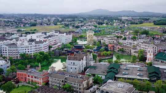 广东江门开平赤坎古镇旅游景区航拍