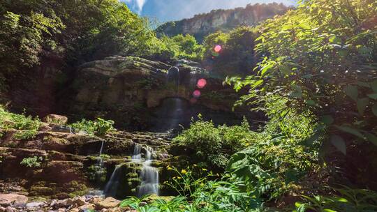 4k高山瀑布流水移动延时