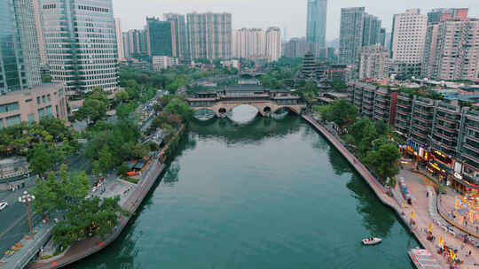 成都地标九眼桥合江亭航拍