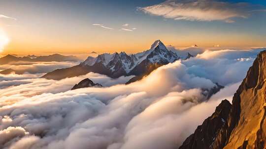 雪山云海日出全景