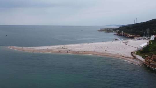 航拍山东长岛林海海岸线大海风光