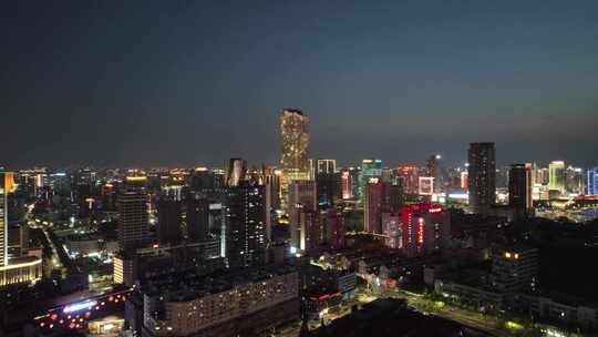 宁波CBD夜景航拍视频素材模板下载