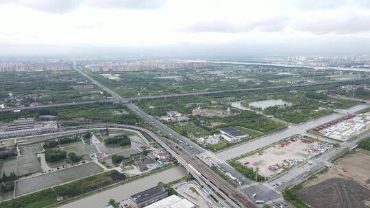 上海闵行区浦江镇全景4K航拍视频素材模板下载