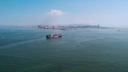 航拍海洋海景港口码头集装箱物流运输