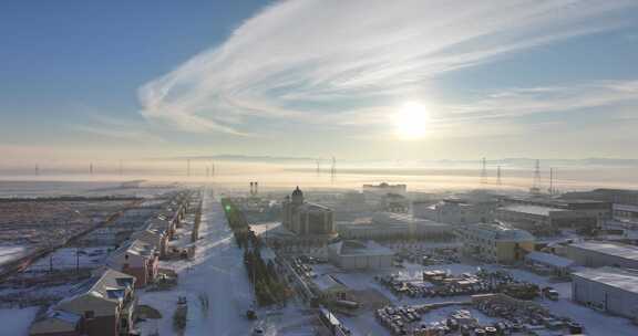 额尔古纳冬季城市冰雪道路