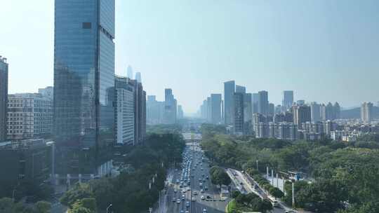 深圳航拍城市地标建筑都市风光深南大道交通视频素材模板下载