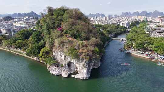 航拍广西桂林象山景区