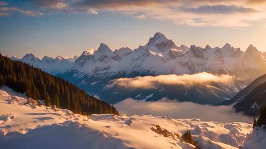 雪山自然风光全景