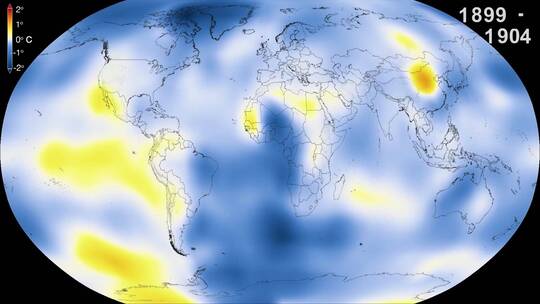 美国宇航局的动画显示了全球变暖导致的全球气温上升