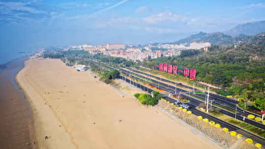 厦门海边环岛路航拍全景