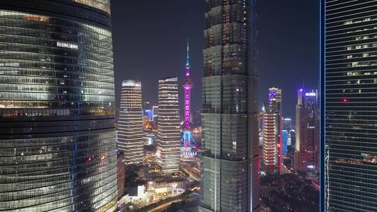 上海陆家嘴夜景璀璨灯光秀全景