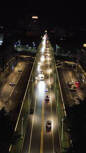 航拍湖南岳阳巴陵西路商业街夜景