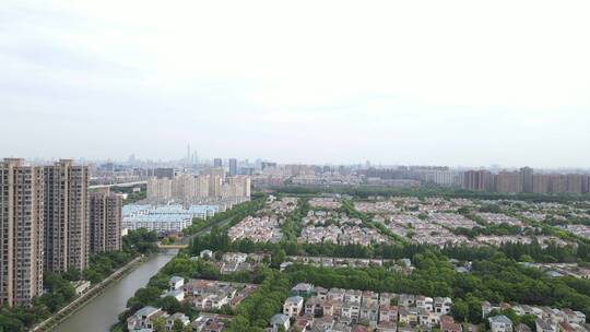 上海浦东新区康桥镇商业住宅别墅全景4K航拍