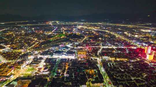 立交古城夜景全景航拍移动延时