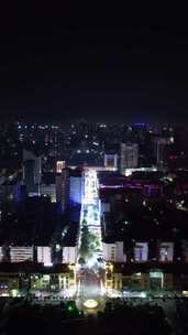 竖版航拍河南平顶山城市夜景