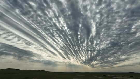航拍丘陵草原天空云彩