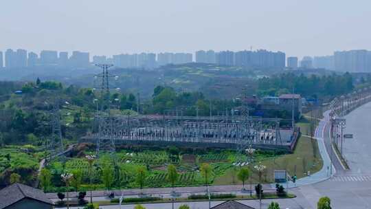 发电厂变电站航拍大景