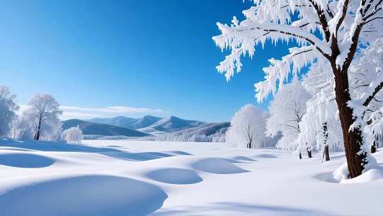 冬至冬季立冬入冬雪景4K