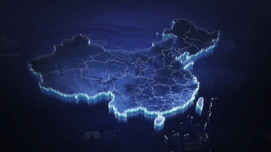 【无插件】蓝色科技感地图中国