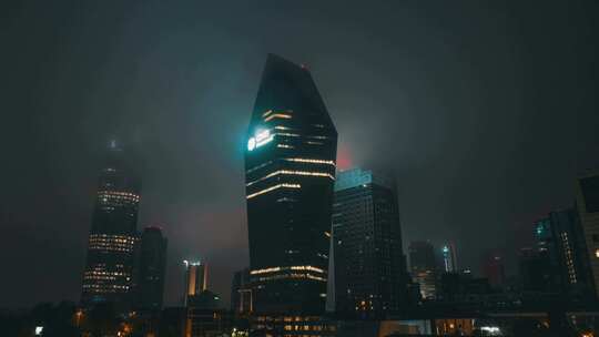 城市航拍土耳其伊斯坦布尔摩天大楼夜景灯光