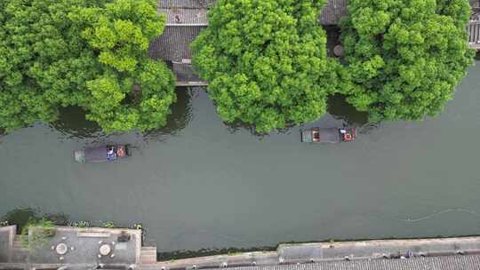 航拍浙江嘉善西塘古镇景区5A景区