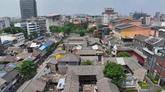 云南昆明老街城市航拍商业街景观