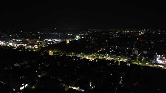 浙江绍兴城市夜景灯光交通航拍