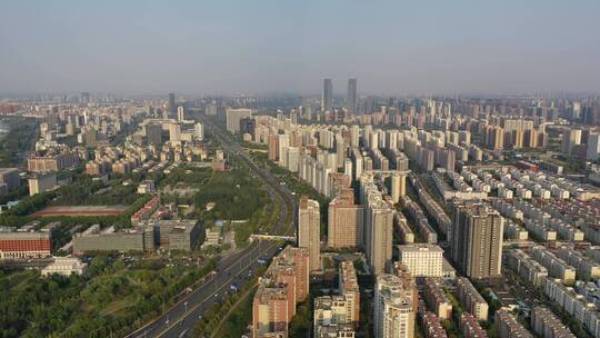 郑州郑东新区城市地产高楼建筑楼盘景观航拍视频素材模板下载