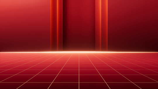 红色喜庆舞台背景3D渲染