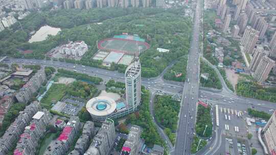 湖南衡阳市蒸湘区船山大道立交桥夜景4k航拍