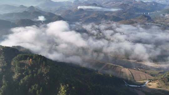 山区云海自然风光航拍