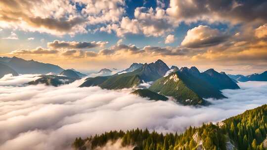 山峦云海壮丽自然景观