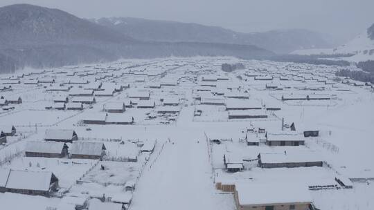 新疆 禾木 雪屋 航拍 冬季