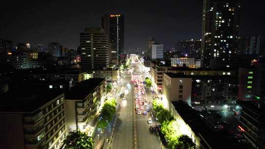 城市夜景交通车辆行驶航拍