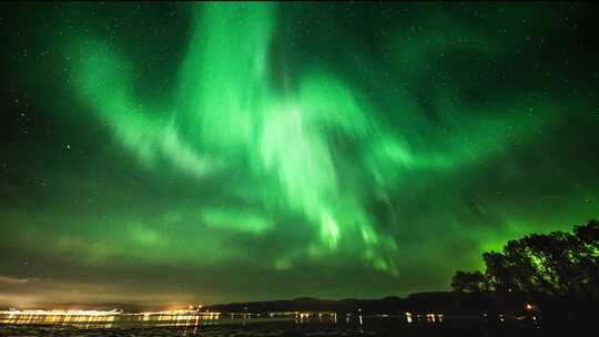 4K极光星空夜空