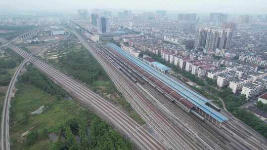 桂林北站交通轨道运输航拍视频素材模板下载