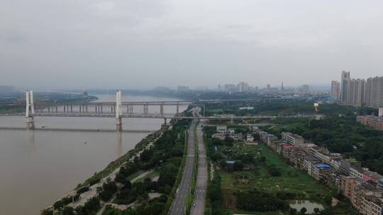 航拍湖南湘潭三大桥