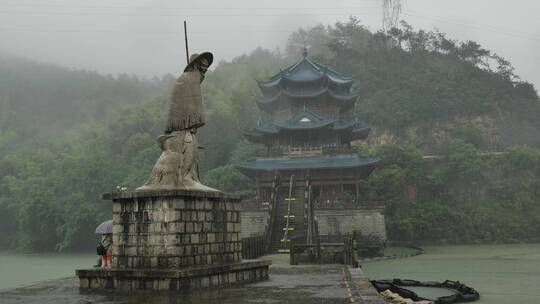 浙江桐庐富春江严子陵钓台景区严子陵雕像