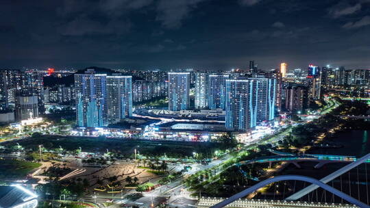 南沙万达广场夜景延时-2视频素材模板下载