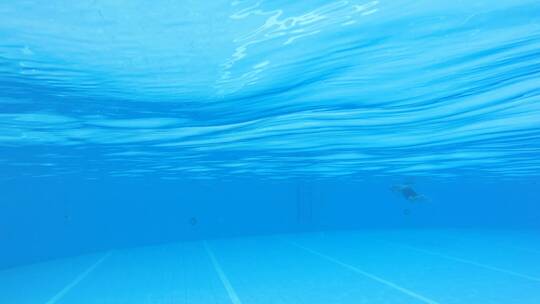 夏天泳池水下视角，泳池的水视频素材