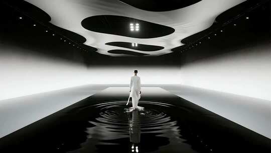 未来感黑白T台走秀时尚视频