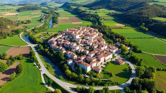 航拍乡村田野风光