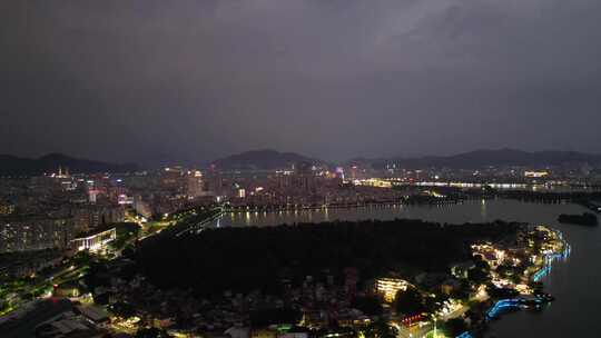 广东肇庆星湖国际湿地公园岩前村夜景