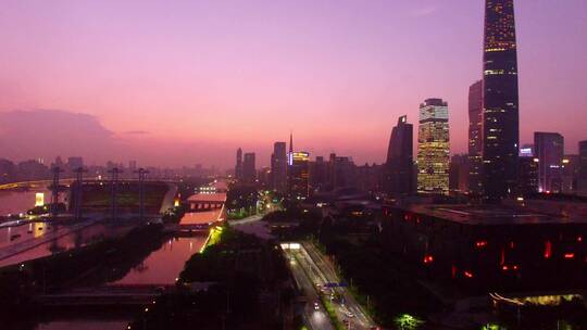 广州 西塔以及珠江两岸夜景