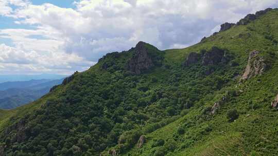 北京门头沟灵山自然风景区东灵山航拍视频素材模板下载