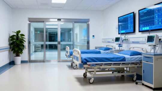 现代化医院病房内景智能医疗监护病房展示