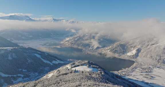 冬季雪山雪场航拍