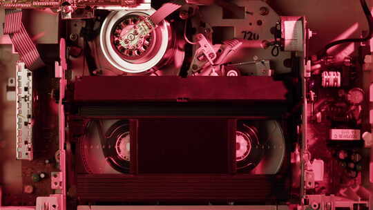 特写VHS内的旧录像机